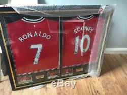 1 x Framed Signed Ronaldo & Rooney Manchester United Double Shirt