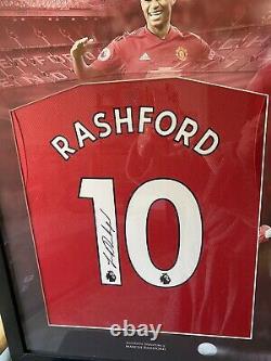 100% Authentic Framed Montage Marcus Rashford Signed Manchester United Shirt