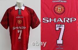 1996-97 Official Manchester United Home Shirt Signed by David Beckham No. 7 + COA