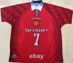 1996-97 Official Manchester United Home Shirt Signed by David Beckham No. 7 + COA