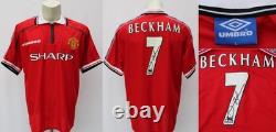 1998-99 Manchester United Treble Winners Shirt Signed by David Beckham No. 7 COA