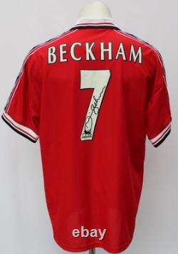1998-99 Manchester United Treble Winners Shirt Signed by David Beckham No. 7 COA