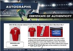 1998-99 Manchester United Treble Winners Shirt Signed by David Beckham No. 7 COA