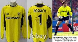 1999-00 Mark Bosnich Signed Manchester United Champions Goalkeeper Shirt + COA