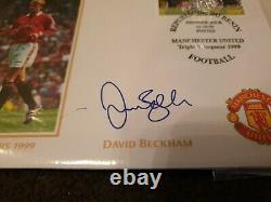 1999 Manchester United autographed treble winners cover signed David Beckham