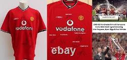 2000-01 Manchester United Champions Home Shirt Multi Signed inc. Ferguson + COA