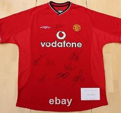 2000-01 Manchester United Champions Home Shirt Multi Signed inc. Ferguson + COA