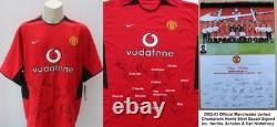 2002-03 Manchester United Champions Home Shirt Multi Signed inc. Scholes & Rio