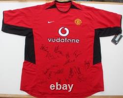 2002-03 Manchester United Champions Home Shirt Multi Signed inc. Scholes & Rio