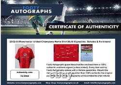 2002-03 Manchester United Champions Home Shirt Multi Signed inc. Scholes & Rio