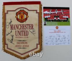 2002-03 Official Manchester United Champions Pennant Multi Signed inc. Beckham