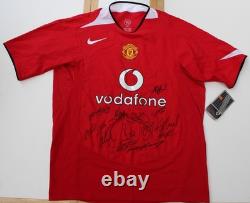 2005-06 Manchester United Cup Winners Home Shirt Squad Signed Rooney, Scholes ++