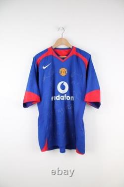 2005/06 Manchester United Signed Football Shirt Nike Blue Team Signatures Rare