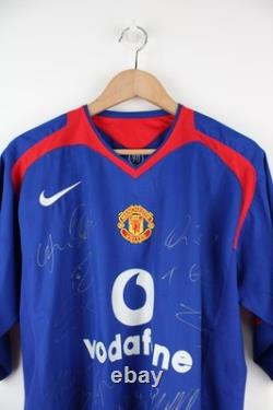 2005/06 Manchester United Signed Football Shirt Nike Blue Team Signatures Rare