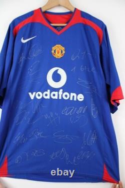 2005/06 Manchester United Signed Football Shirt Nike Blue Team Signatures Rare