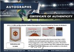 2012-13 Official Manchester United Champions Pennant Signed by Rooney & Welbeck