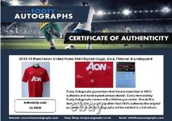 2013-14 Manchester United Home Shirt Signed Giggs, Evra, Fletcher + 1 COA & Map