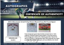 2015-16 Manchester United FA Cup Winners Mounted Away Shirt Squad Signed + COA