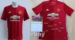 2016-17 Manchester United Europa League Winners Shirt Squad Signed + COA & Map