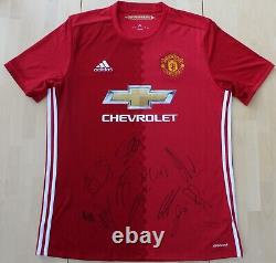 2016-17 Manchester United Europa League Winners Shirt Squad Signed + COA & Map