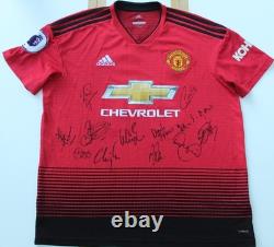 2018-19 Manchester United Home Shirt Signed by 12 Club Legends COA & Map (31600)