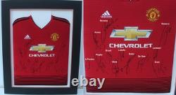 2018-19 Manchester United Mounted Home Shirt Squad Signed inc. Pogba & De Gea