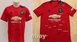 2019-20 Manchester United Home Shirt Squad Signed + COA & Map (22625)