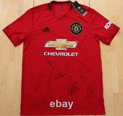 2019-20 Manchester United Home Shirt Squad Signed + COA & Map (22625)