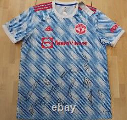 2021-22 Manchester United Away Shirt Squad Signed inc. Fernandes + Official COA