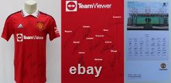 2022-23 Manchester United EFL Cup Win Home Shirt Squad Signed COA & Map (24406)