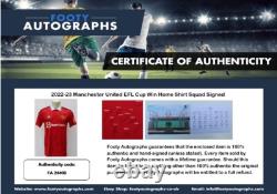 2022-23 Manchester United EFL Cup Win Home Shirt Squad Signed COA & Map (24406)