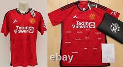 2023-24 Manchester United Home Shirt Squad Signed + Official COA & Signature Map