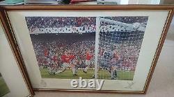 A set of 3 signed Manchester United'the trebble' limited edition prints