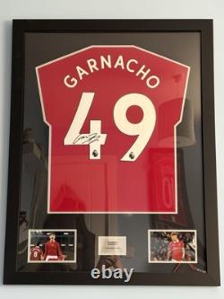 Alejandro Garnacho Hand Signed Manchester United Framed Shirt With COA