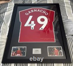 Alejandro Garnacho Hand Signed Manchester United Framed Shirt With COA