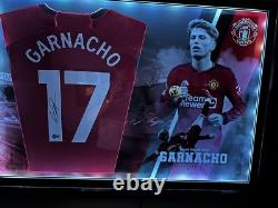 Alejandro Garnacho Signed Manchester United LED Framed Shirt Beckett With COA