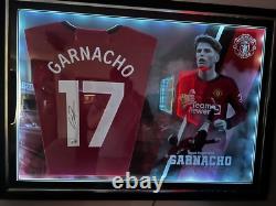 Alejandro Garnacho Signed Manchester United LED Framed Shirt Beckett With COA