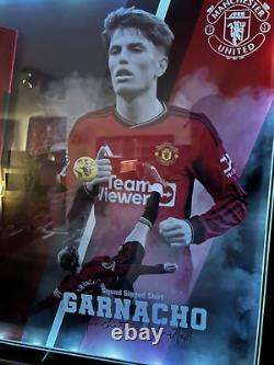 Alejandro Garnacho Signed Manchester United LED Framed Shirt Beckett With COA