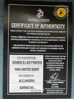 Alejandro Garnacho Signed Manchester United LED Framed Shirt Beckett With COA