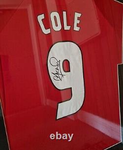 Andy Cole Hand Signed Framed Manchester United #9 Home Shirt with COA Andrew