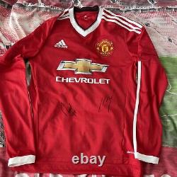 Anthony Martial & Rojo Signed Manchester United Football shirt 15/16 Small LS