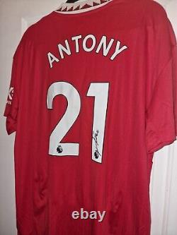 Antony Hand Signed Manchester United Home Shirt 22/23 + Coa Exact Proof