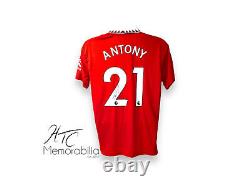 Antony Manchester United 22/23 Signed Football Shirt COA Proof