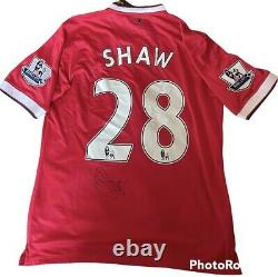 Authentic Hand-Signed Manchester United 14/15 Luke Shaw Manchester Shirt W / COA