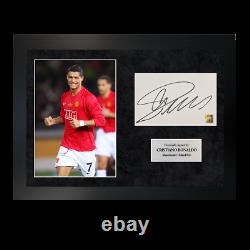 Authentic Hand-signed Cristiano Ronaldo Manchester A4 Single Photo Frame With COA
