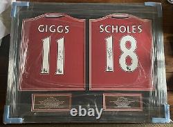 Authentic Ryan Giggs & Paul Scholes Signed Manchester United Kits + Photo Proof
