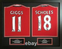 Authentic Signed Framed Giggs and Scholes Manchester United Tops