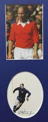 BOBBY CHARLTON MANCHESTER UNITED SIGNED 12x10 MOUNTED DISPLAY OLD TRAFFORD
