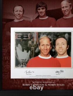 BOBBY CHARLTON & NOBBY STILES Manchester United Signed Photo Framed AFTAL Coa