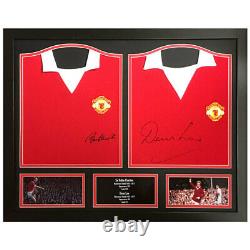 Bobby Charlton & Dennis Law Signed Framed 1970 Manchester United Football Shirts